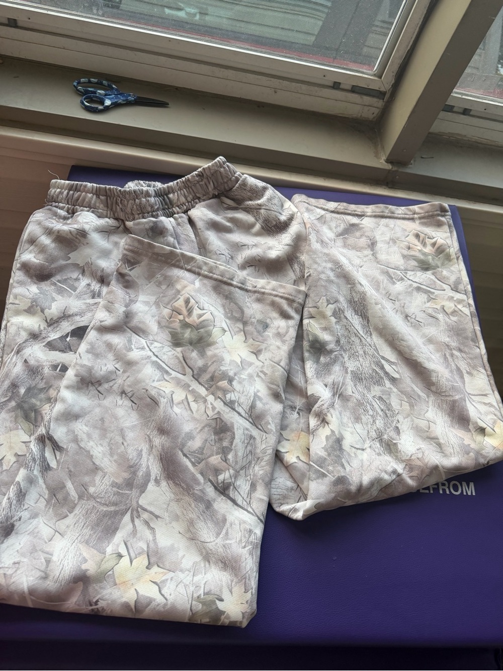 SHEIN Pastel Floral Wash Joggers in Light Beige and Pale Green